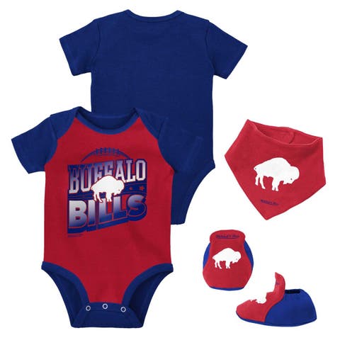 Newborn & Infant Mitchell & Ness Red/Royal Buffalo Bills Throwback Big Score Bodysuit, Bib & Bootie Set