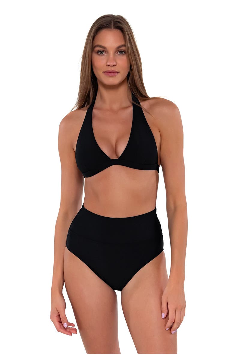 Sunsets Hannah High Waist Bikini Swim Bottoms, Alternate, color, Black