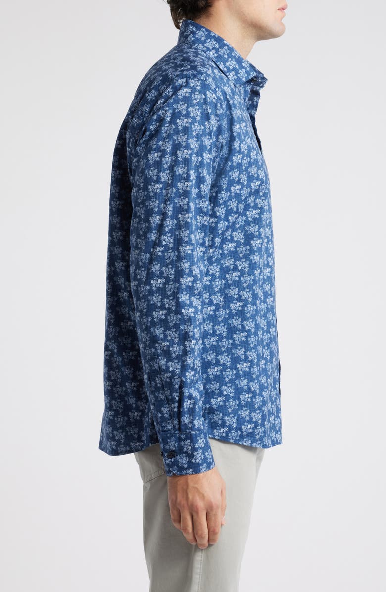Robert Barakett Morgan Floral Print Cotton Shirt, Alternate, color, Blue