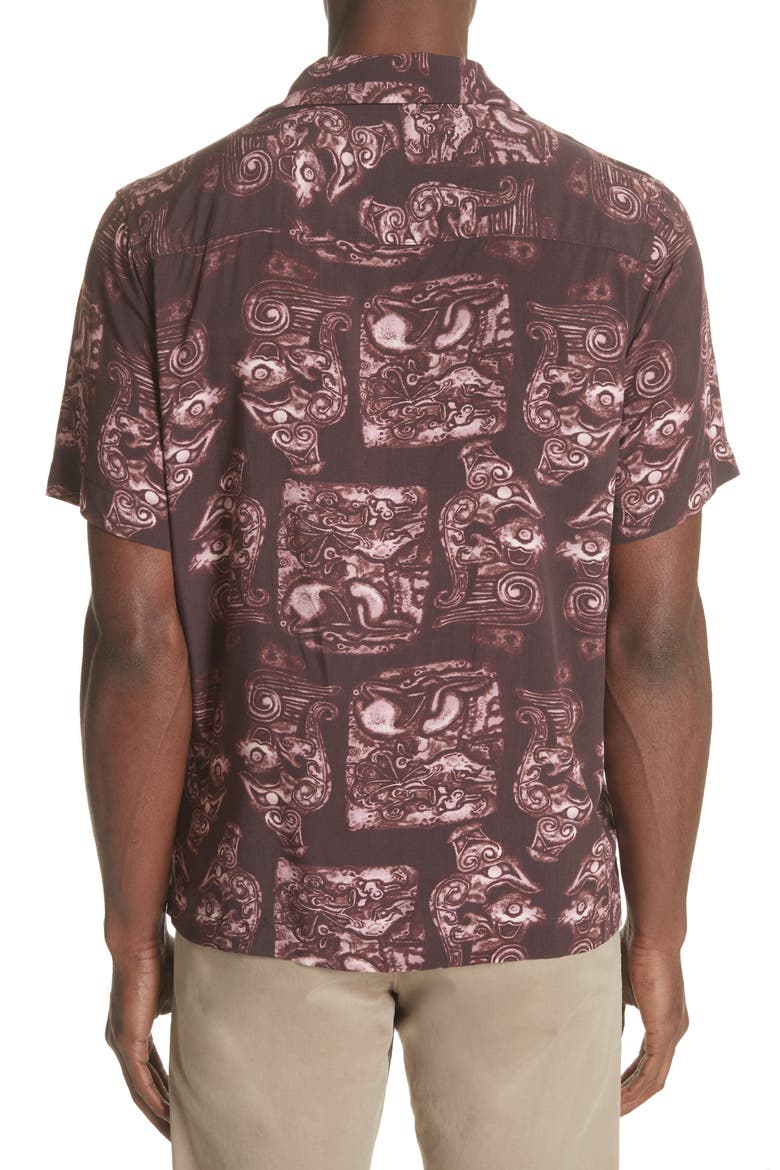 Canty Pendant Print Camp Shirt, Alternate, color, DARK MAUVE