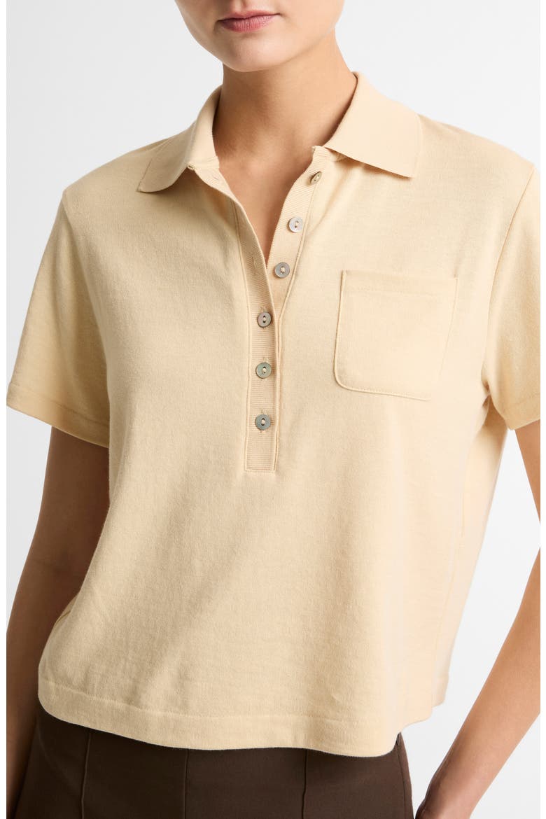 Pocket Crop Cotton Polo, Alternate, color, CHAMOMILE