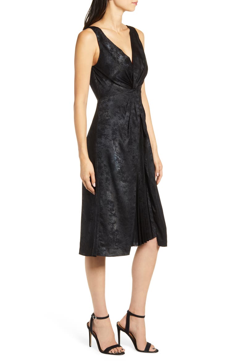 Sofia Pleat Detail Dress, Alternate, color, BLACK