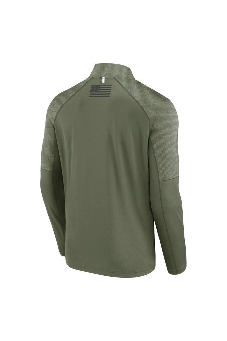 Men's Fanatics Branded Olive Wisconsin Badgers OHT Military Appreciation Titan Raglan Quarter-Zip Jacket, Alternate, color, Olive