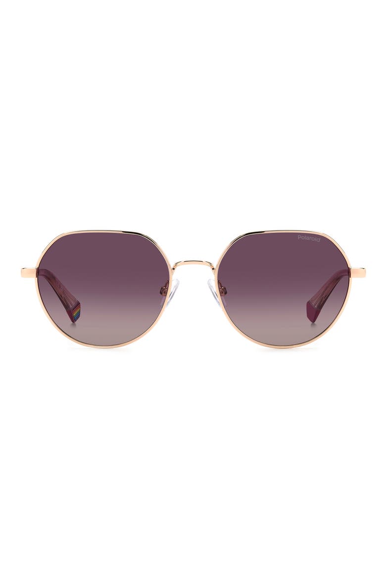 54mm Polarized Rectangular Sunglasses, Main, color, GOLD VIOLET/ BURGUNDY POLAR