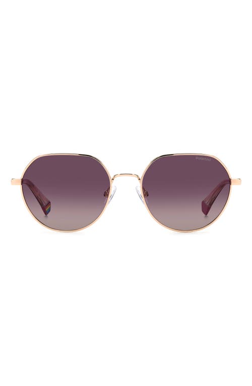 Polaroid 54mm Polarized Rectangular Sunglasses In Gold Violet/burgundy Polar