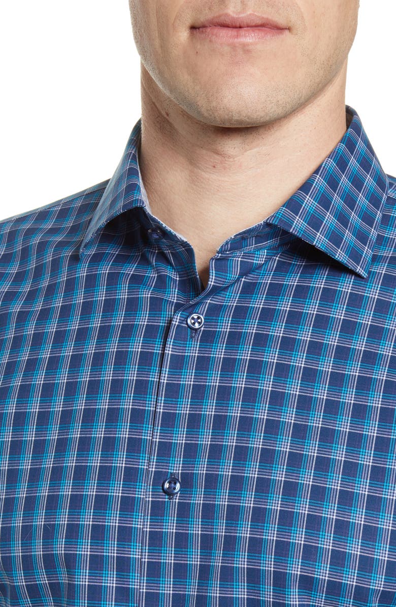 NORDSTROM MEN'S SHOP Trim Fit Non-Iron Plaid Dress Shirt, Alternate, color, 