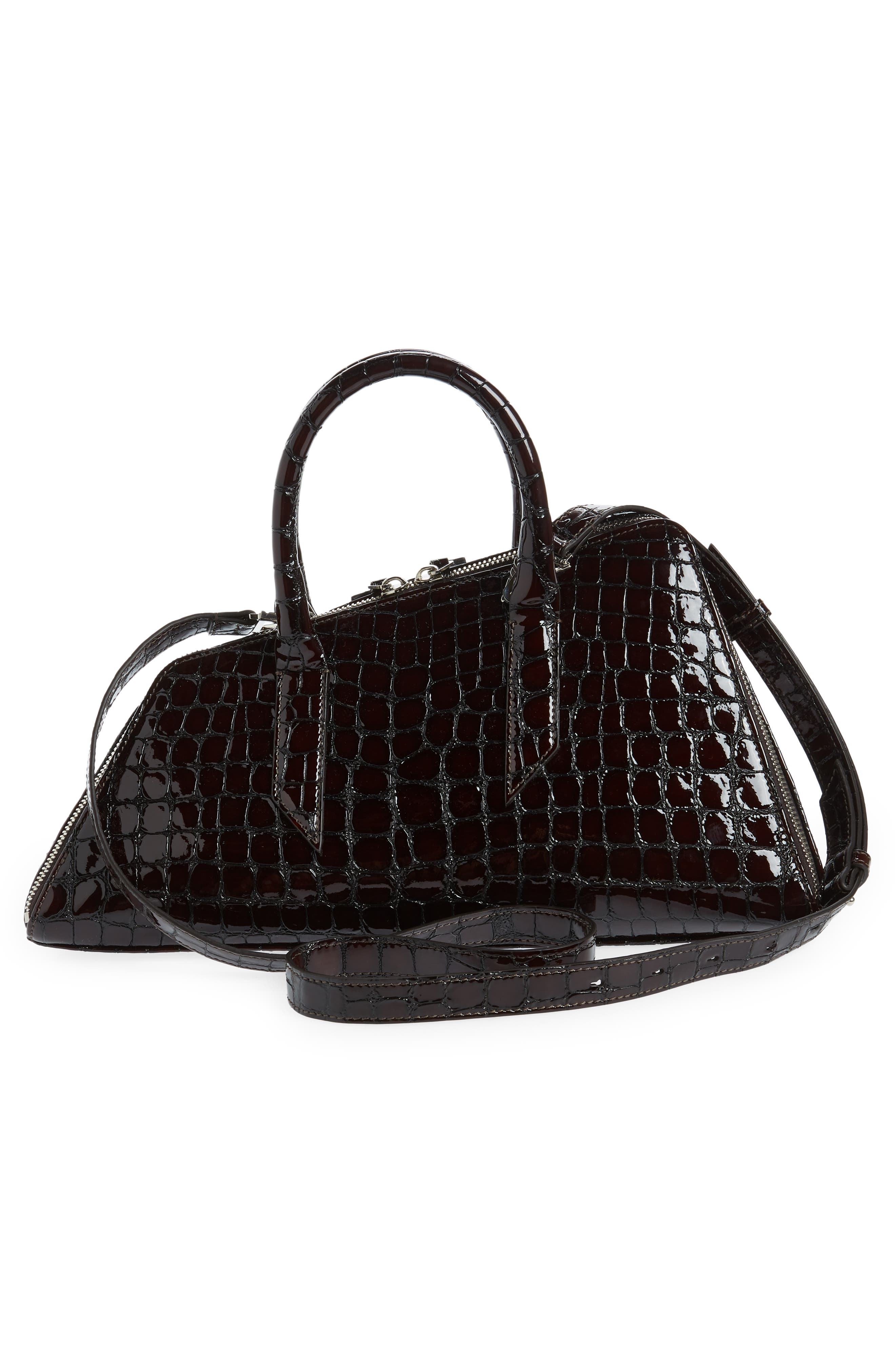 The Attico 24H Croc Embossed Leather Handbag, Alternate, color, 