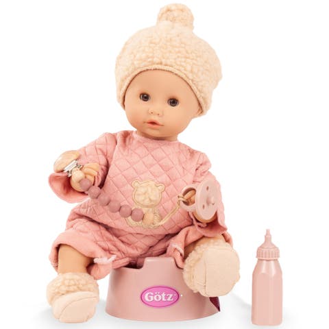 Sleepy Aquini Bear - Potty Doll Set, 13" Drink & Wet Baby, Toddlers 18mo+