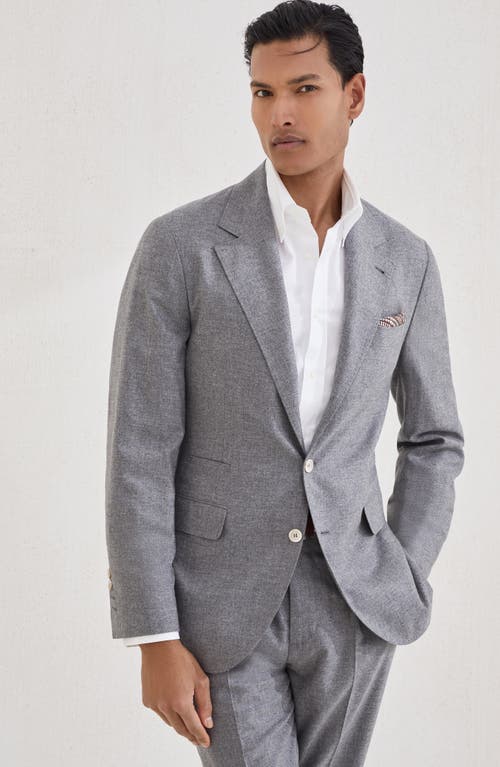 Brunello Cucinelli Single-breasted Linen Blend Blazer In Gray