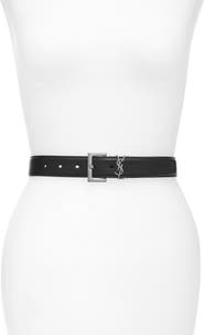 Saint Laurent Laque YSL Monogram Leather Belt