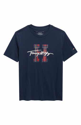 Tommy Hilfiger Kids' Plaid Logo Cotton T-Shirt