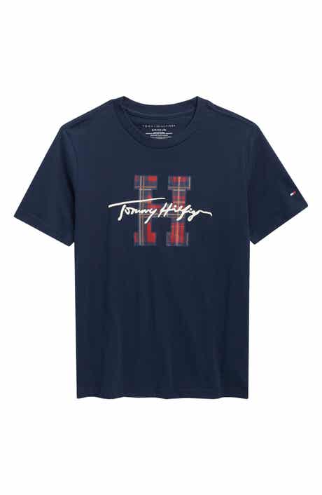 Tommy Hilfiger Kids' Plaid Logo Cotton T-Shirt