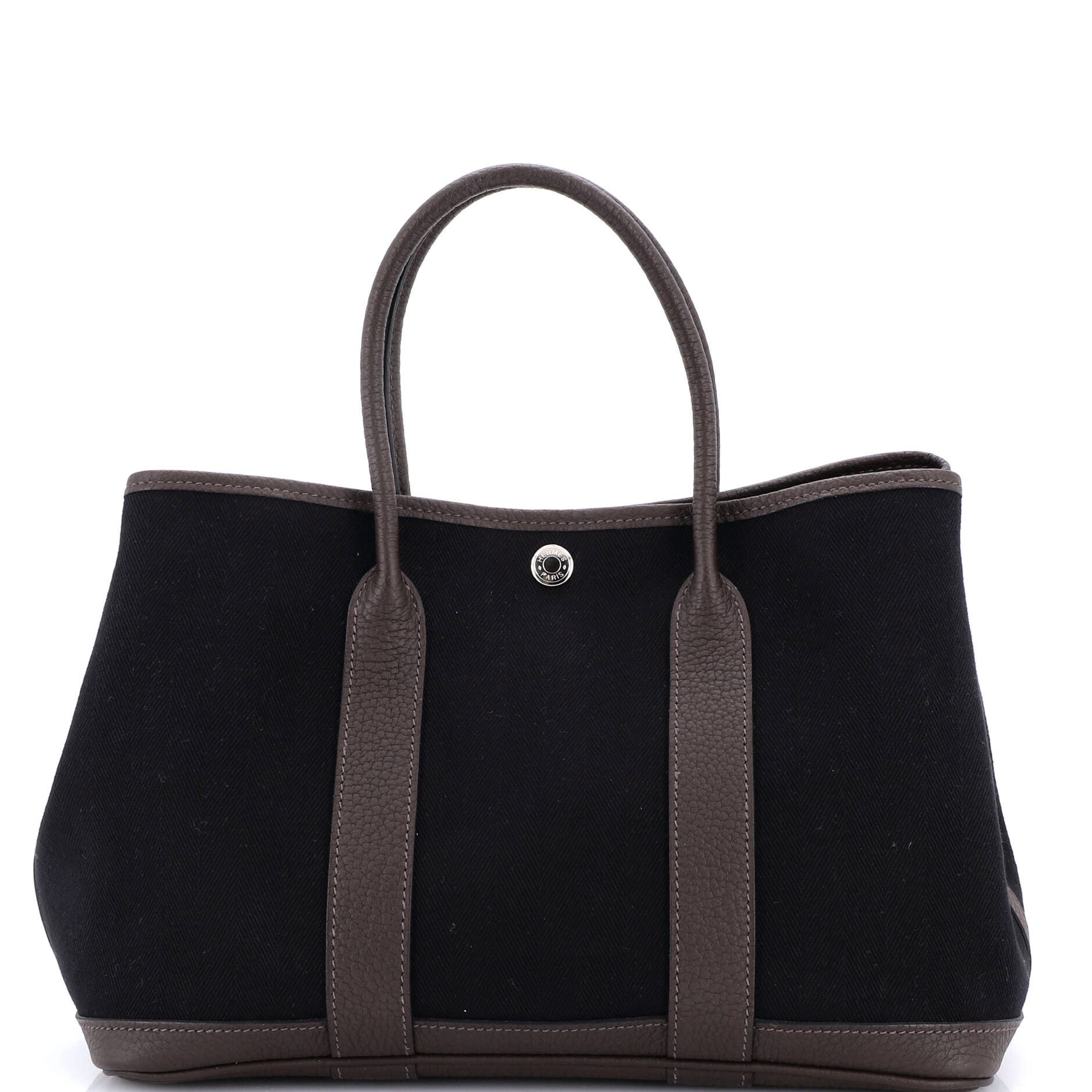 Pre-Owned Hermes Garden Party Tote Toile and Leather 30, Main, color, Ebene