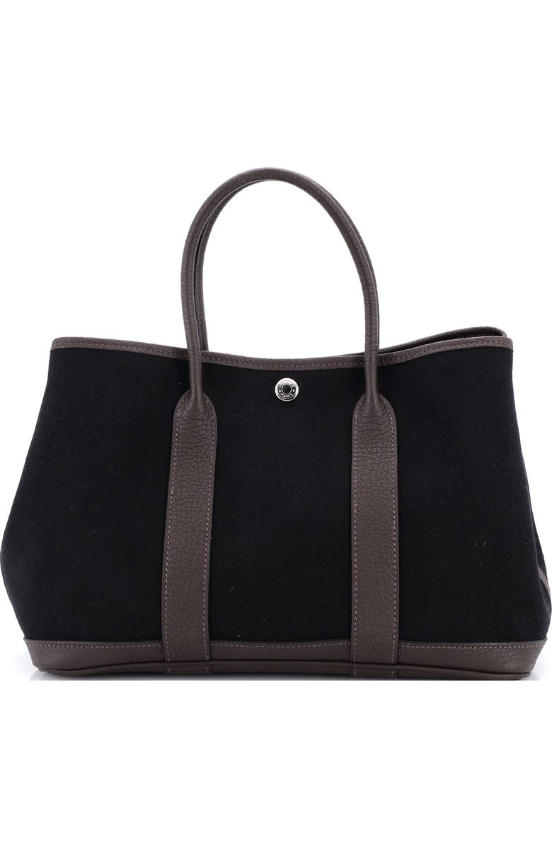 Pre-Owned Hermes Garden Party Tote Toile and Leather 30, Main, color, Ebene