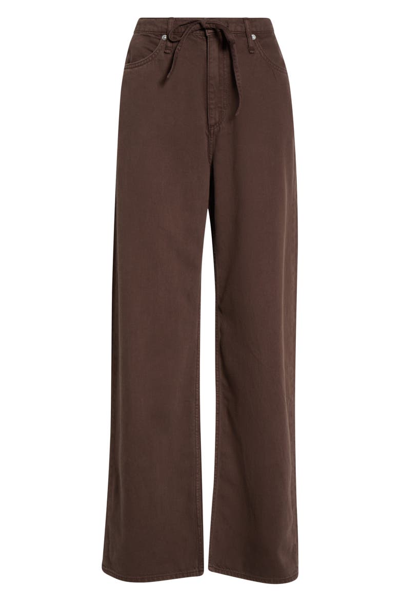 Featherweight Phoebe Drawstring Wide Leg Jeans, Main, color, DARK BROWN STONE