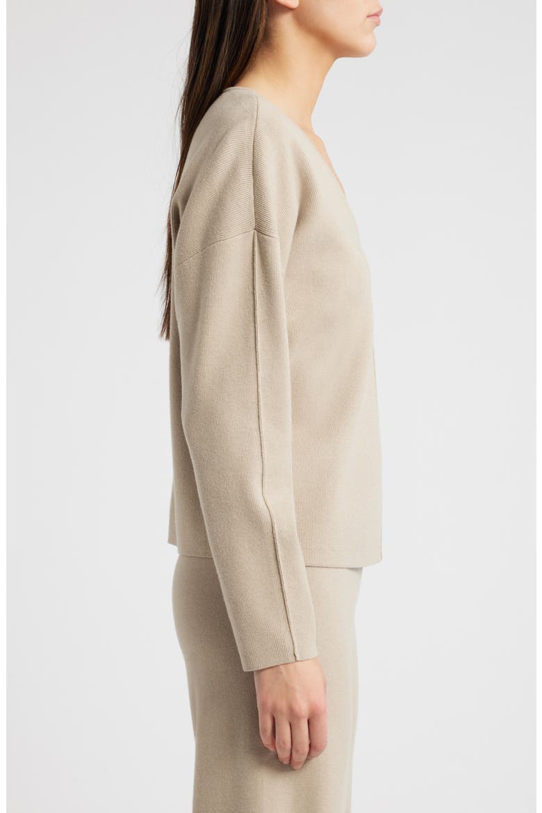 Hollyn V-Neck Sweater, Alternate, color, HEATHER OATMEAL
