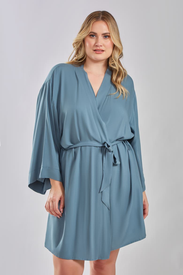 Organic Cotton and Tencel Blend Robe, Alternate, color, Blue