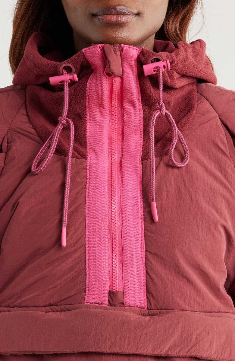 Free People FP Movement In A Pillow Water Resistant Packable Puffer Anorak, Alternate, color, Sour Cherry
