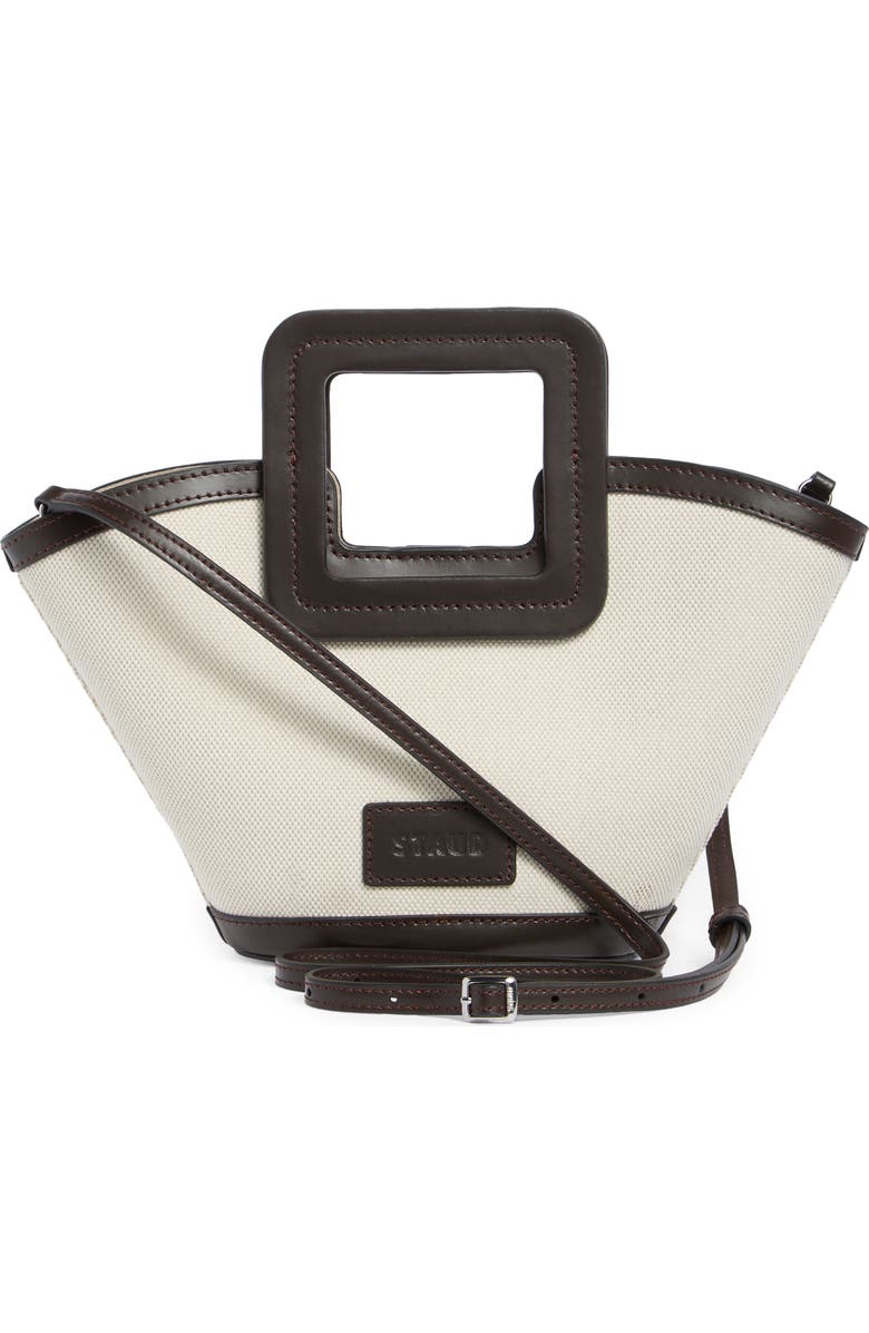 STAUD Mini Shirley Canvas Bucket Bag, Alternate, color, Natural/ Espresso