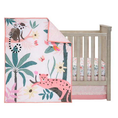 Enchanted Safari Leopard/Lemur Jungle 3-Piece Baby Crib Bedding Set