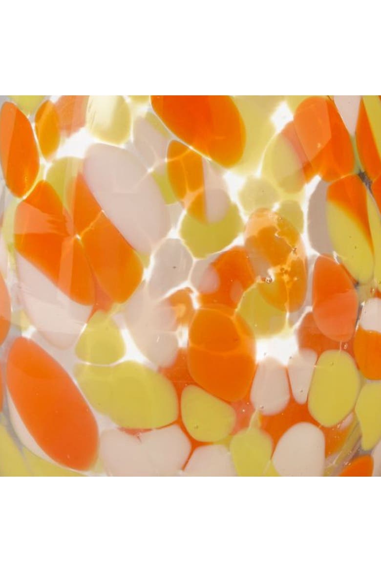 Confetti Glass Stemless Drinkware Set of 6 Orange Yellow, Alternate, color, Orange