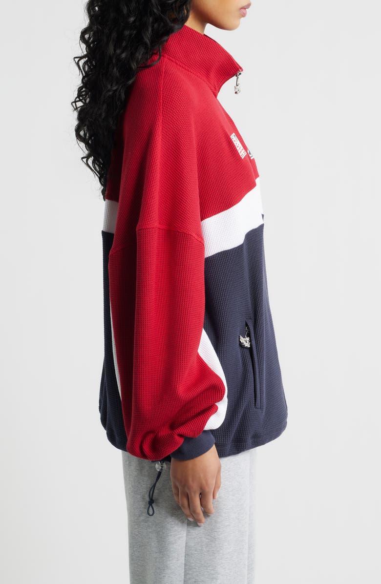 BOYS LIE Off Duty A1 Alex Waffle Knit Half Zip Sweatshirt, Alternate, color, Red/ White/ Blue