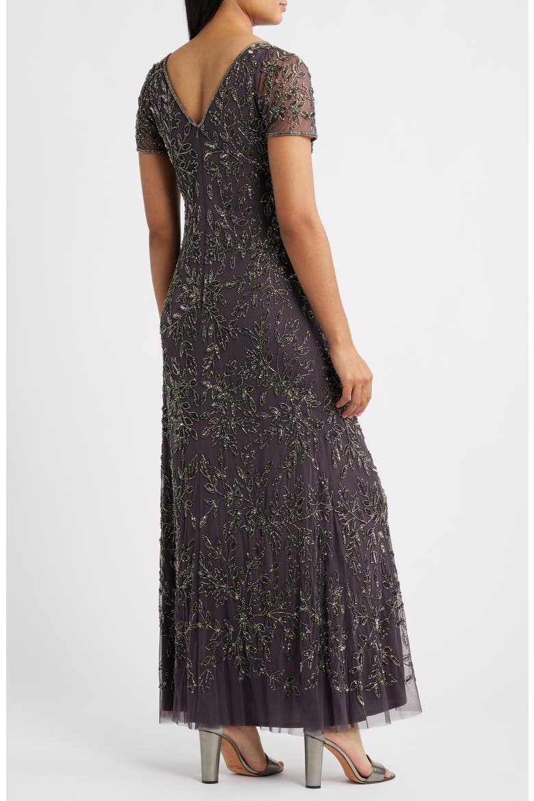 Beaded Floral Gown, Alternate, color, SLATE 421