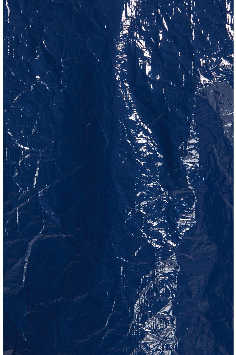 Annabelle Crinkled Faux Patent Leather Crop Moto Jacket, Alternate, color, NAVY