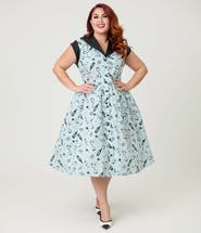 Unique Vintage Plus Size Cafe Swing Dress