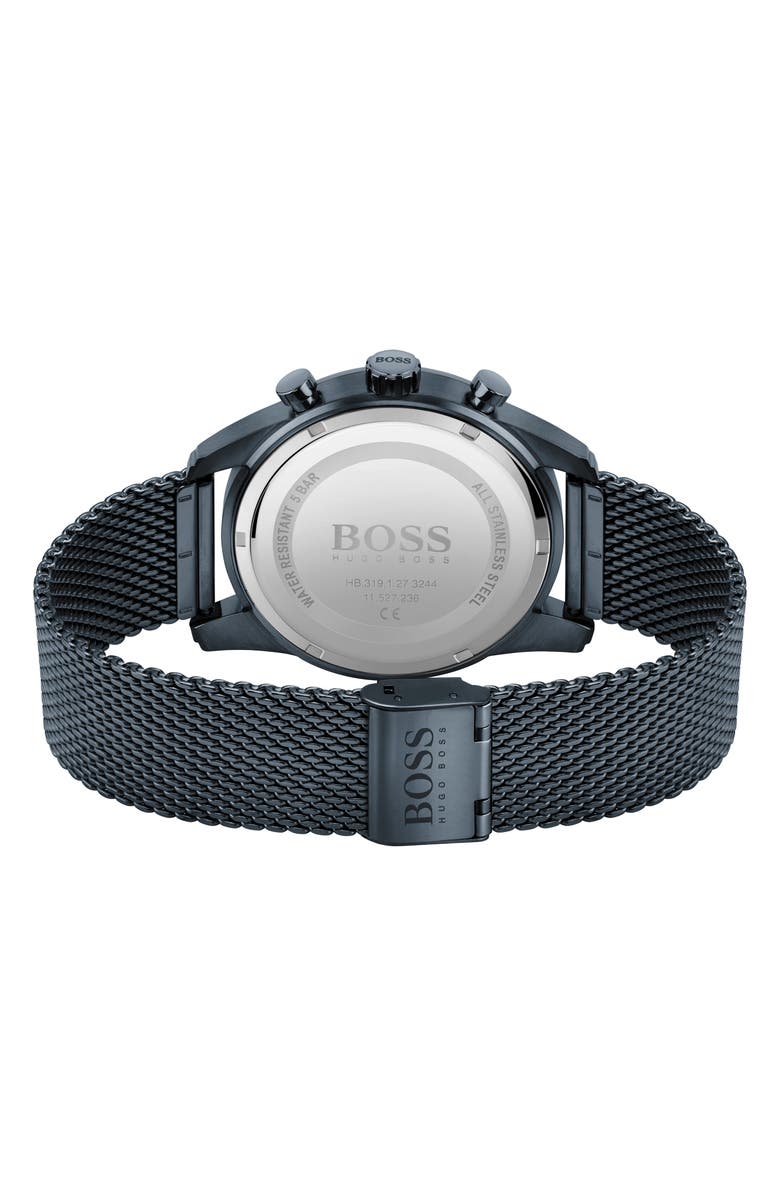 BOSS Skymaster Chronograph Mesh Strap Watch, 44mm, Alternate, color, Blue