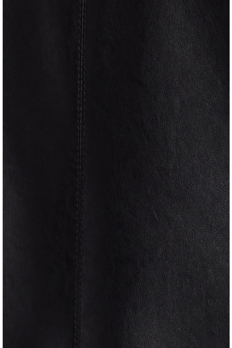 Washed Faux Leather V-neck Dress, Alternate, color, BLACK