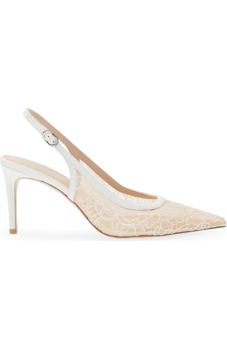 Stuart Weitzman Stuart Power 75 Pointed Toe Slingback Pump, Alternate, color, Blanco/ Beige/ Blanco