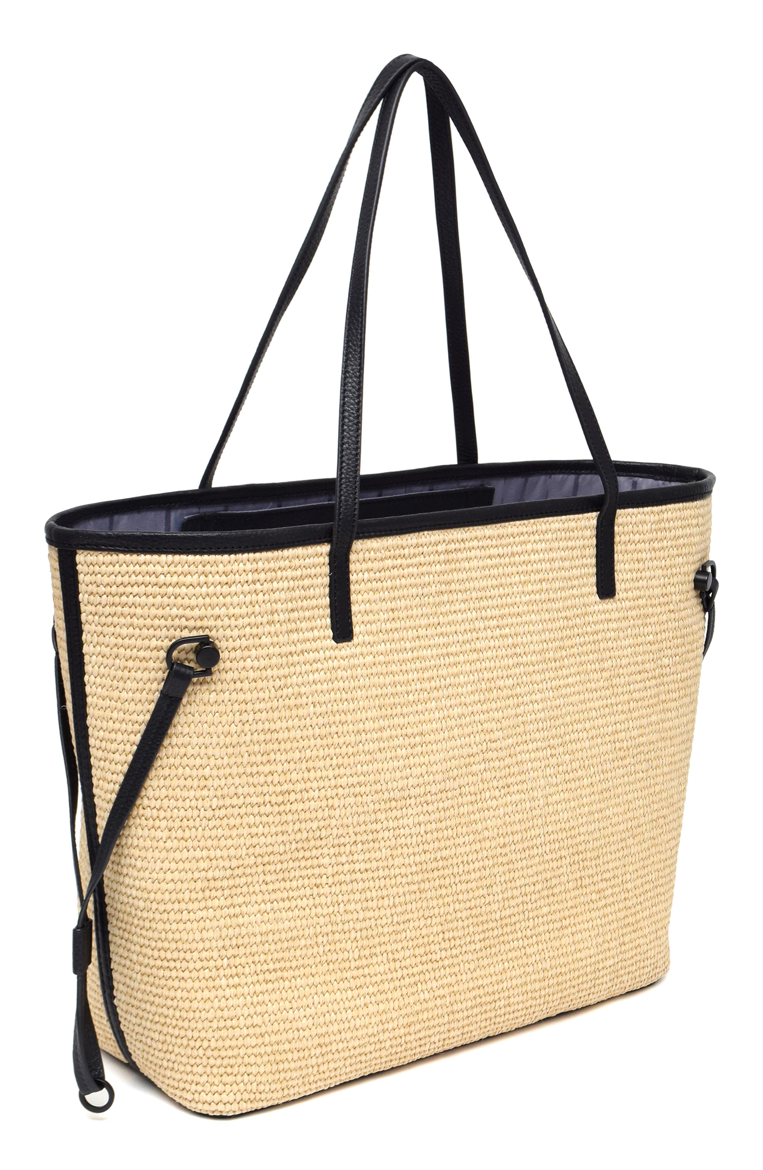 Thacker Kiera Woven Straw Tote, Alternate, color, Natural / Black