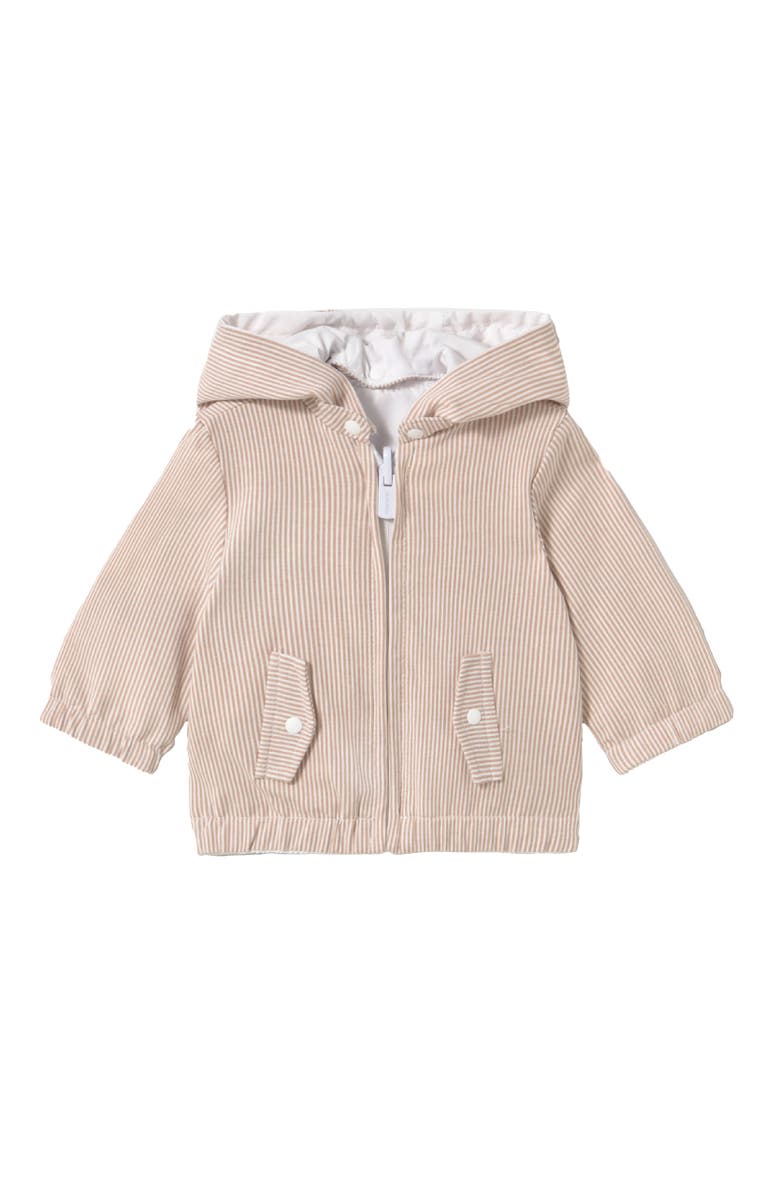 Mayoral Striped Hooded Jacket, Main, color, Beige