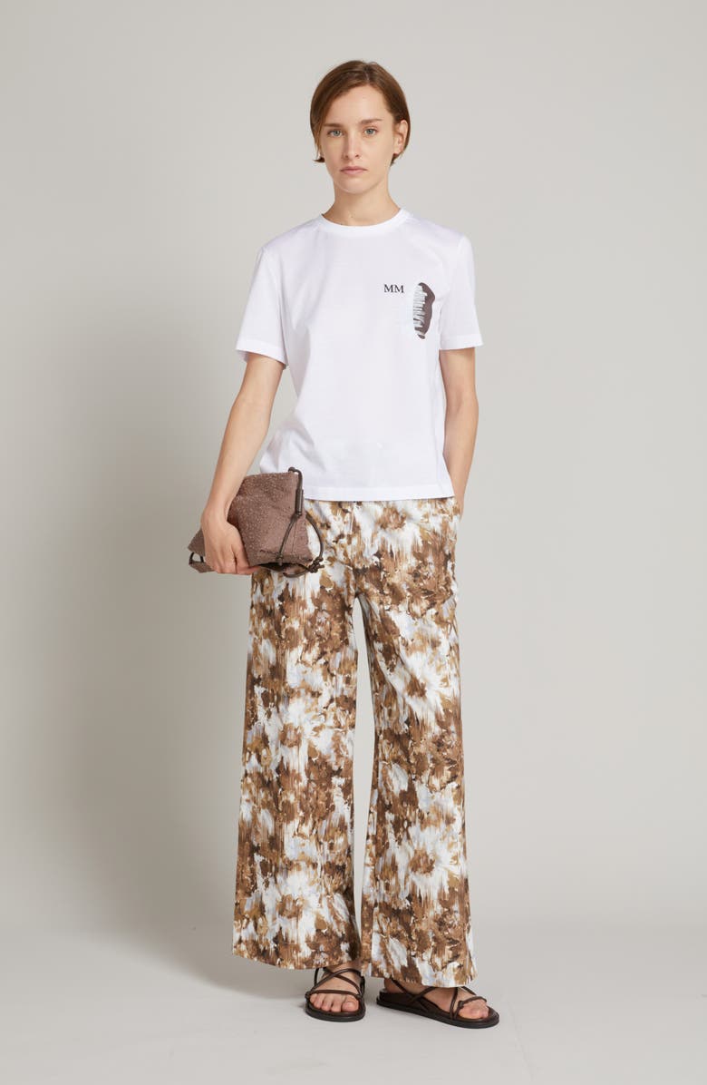 MM by Max Mara Pelota Floral Wide Leg Cotton Pants, Alternate, color, Sky Blue/ Brown