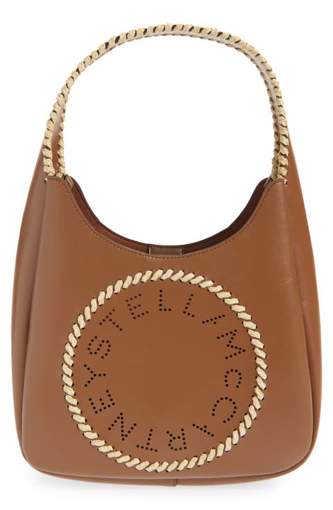 Small Raffia Trim Hobo Bag