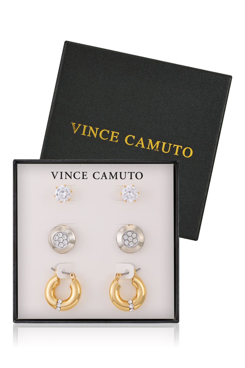 Hoop and Stud Earring Set, Main, color, TWO TONE
