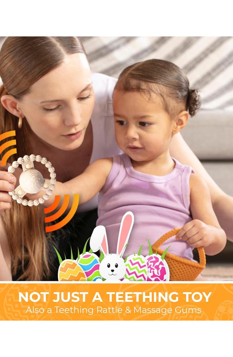 Sperric Easter Silicone Baby Teether Set Cute Gift Toys 5-Piece, Alternate, color, Neutral