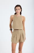 Monlicia Lena 100% Linen Sleeveless Crop Top