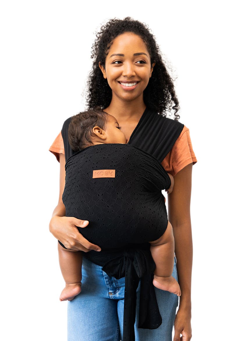 Embroidered Eyelet Easy-Wrap Baby Carrier, Alternate, color, BLACK
