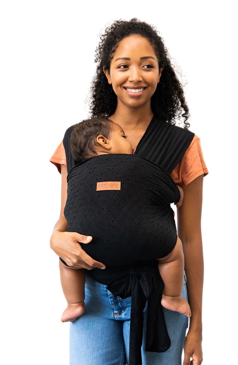 MOBY Embroidered Eyelet Easy-Wrap Baby Carrier, Alternate, color, Black