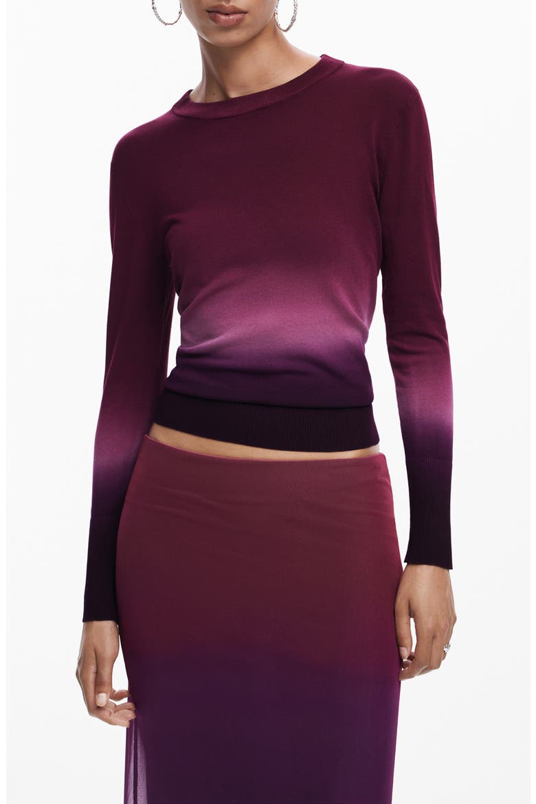 Pearls Ombré Crewneck Sweater, Main, color, RED