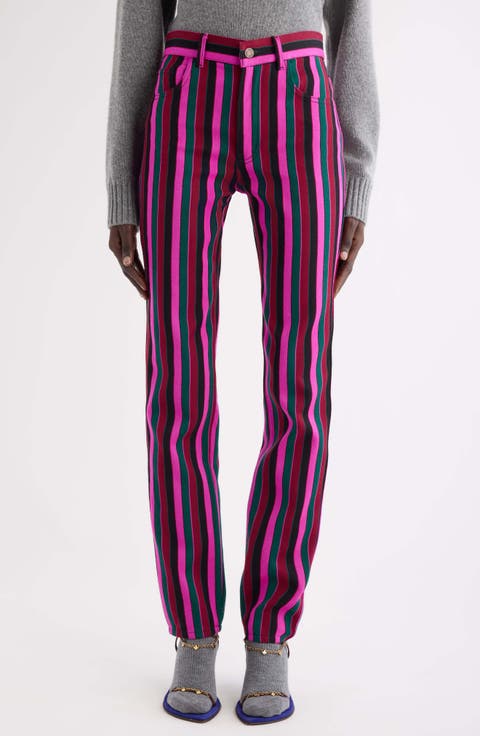 Stripe Slim Wool Trousers