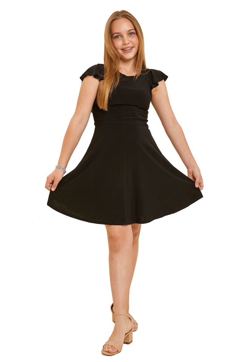 Flutter Sleeve Dress, Main, color, BLACK