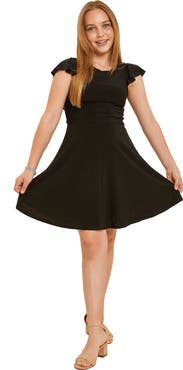 Un Deux Trois Flutter Sleeve Dress