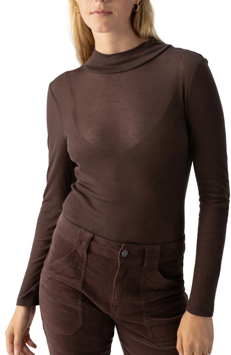 Sanctuary The Semisheer Mock Neck Knit Top, Alternate, color, 