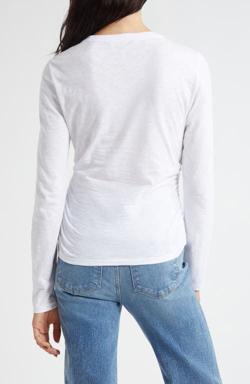 Veronica Beard Mason Gathered Shoulder Baseball Tee In White