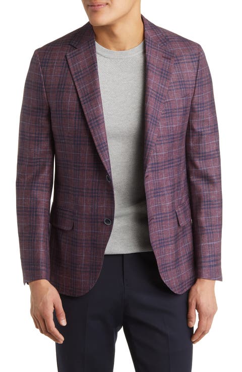 Tailored Fit Plaid Wool Sport Coat (Regular & Big)
