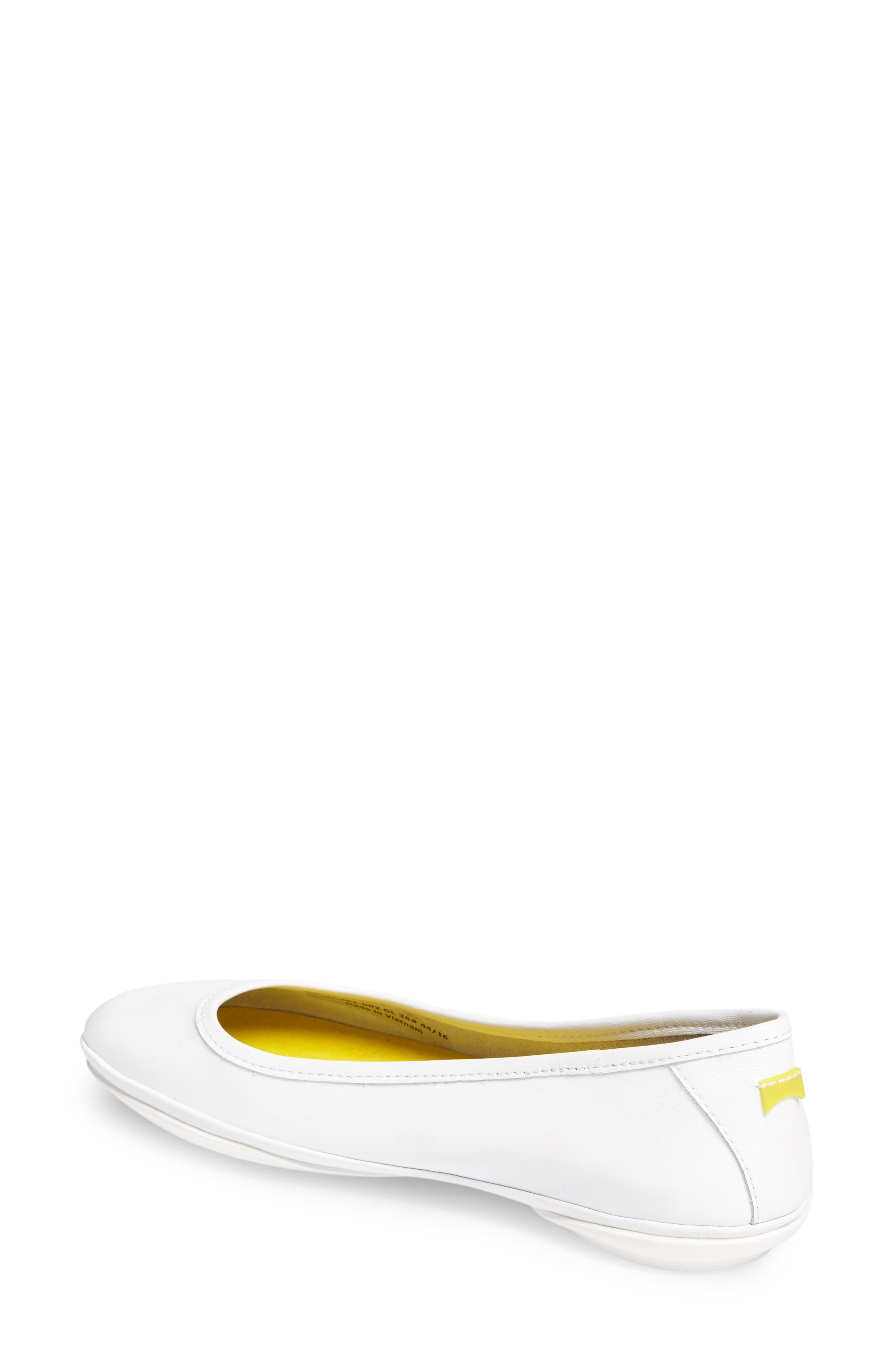 Right Nina Ballet Flat, Alternate, color, WHITE LEATHER