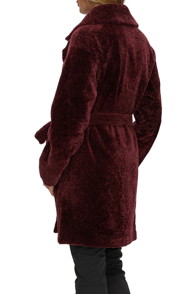Reversible Textured Genuine Shearling Stroller, Belt, Alternate, color, BURGUNDY/BLACK